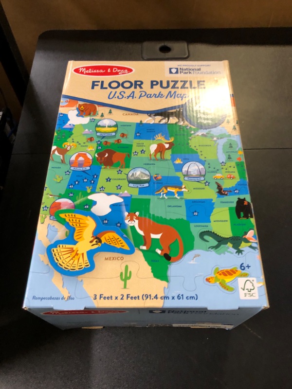 Photo 2 of Melissa & Doug National Parks U.S.A. Map Floor Puzzle – 45 Jumbo and Animal Shaped Pieces, Search-and-Find Activities - Kids Preschool Educational Toy for Girls and for Boys Ages 3+