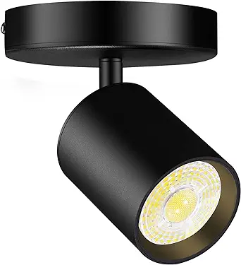 Photo 1 of VANoopee Flush Mount LED Ceiling Spotlight Dimmable Adjustable Spotlight Directional Spot Lights Indoor Bright Can Accent Fixture for Living Room Bedroom - CRI90 Flicker Free 10W 800lm 3000K Black
