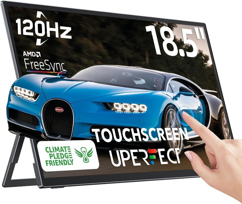 Photo 1 of UPERFECT 18.5'' Portable Touchscreen 120hz Monitor w/VESA & 180° Adjustable Stand, Ultra-Slim & Lightweight UHD FreeSync IPS HDR Gaming Display, USB C Travel Second Monitor for Laptop Switch Phone
