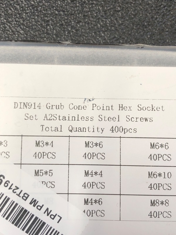 Photo 2 of (400 pcs) M4-0.7 X 8mm, DIN 914 / ISO 4027, Metric, Hex Socket Set Screws, Cone Point, A2 Stainless Steel
