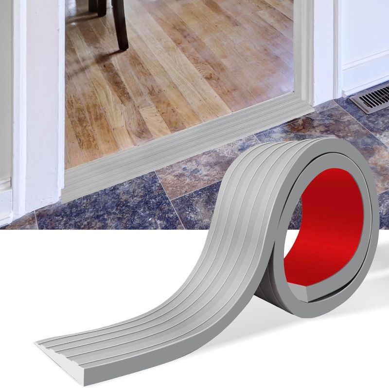 Photo 1 of Threshold Ramps for Doorways Self-Adhesive Rubber Ramps for Door Threshold Rubber Door Threshold Ramp for Wheelchair Stroller Scooter Reducer Ramp (Gray, 3” Wide x 6.6' Long)
