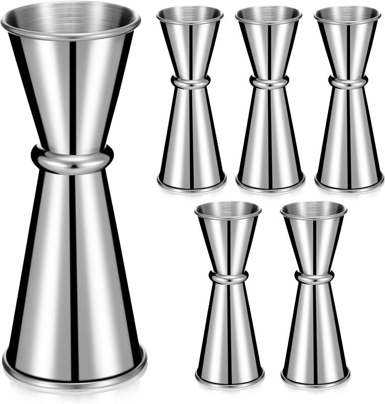 Photo 1 of 6 Pieces Jigger for Bartending Double Cocktail Japanese Jigger 2 oz 1 oz Stainless Steel Shot Glass Measuring Cup for Home Bar Drink Kitchen Bartender Tools
