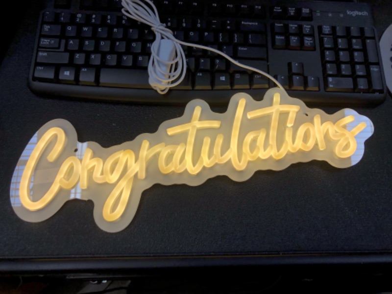 Photo 3 of KatchOn, Congratulations Neon Sign for Backdrop - 16.5 Inch USB Powered with Switch | Congratulations LED Sign for Backdrop, Graduation Decorations Class Of 2024 | Graduation Party Decorations 2024