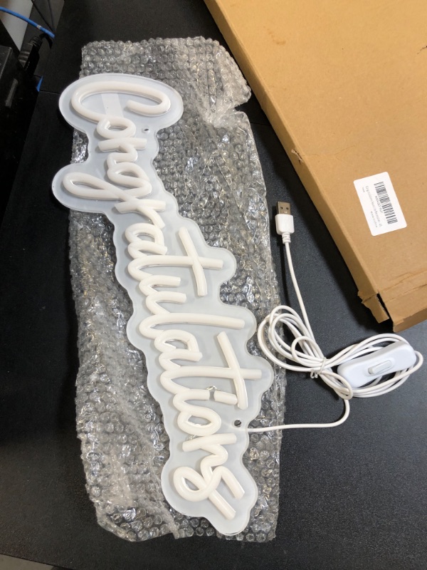 Photo 2 of KatchOn, Congratulations Neon Sign for Backdrop - 16.5 Inch USB Powered with Switch | Congratulations LED Sign for Backdrop, Graduation Decorations Class Of 2024 | Graduation Party Decorations 2024