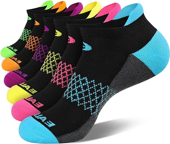 Photo 1 of eallco Womens Ankle Socks 6 Pairs Running Athletic Cushioned Sole Socks With Tab
