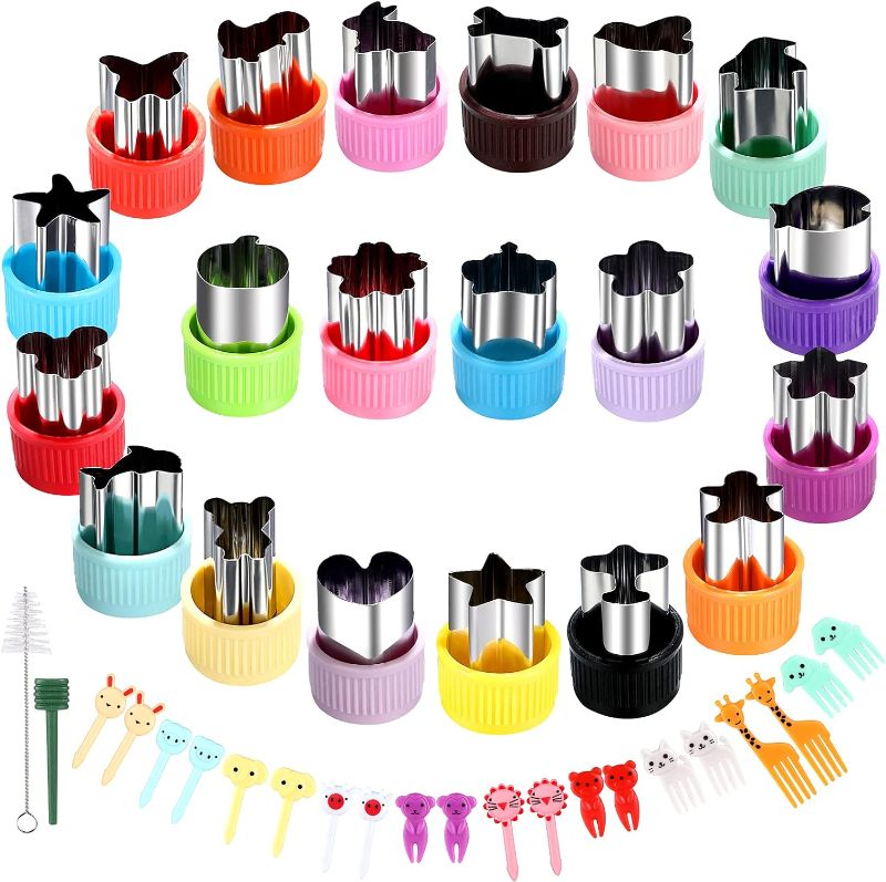 Photo 1 of MUYIYAMEI Vegetable Cutter Shape Set, Mini Cookie Cutters,Biscuit Cutter to Decorate Food, Children's Baking and Food Supplement tool Accessories Kitchen Crafts, (20PCS+20Fork)