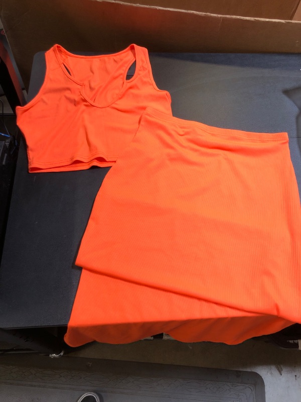 Photo 1 of Orange Two Piece Outfit Tank Top + Maxi Skirt Large 