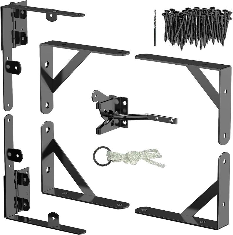 Photo 1 of Gate Frame Fence Kit with a Gate Latch, Anti Sag Gate Corner Brace Bracket Hardware Kit with Gate Hinges for Wood Fence Driveway Gate
