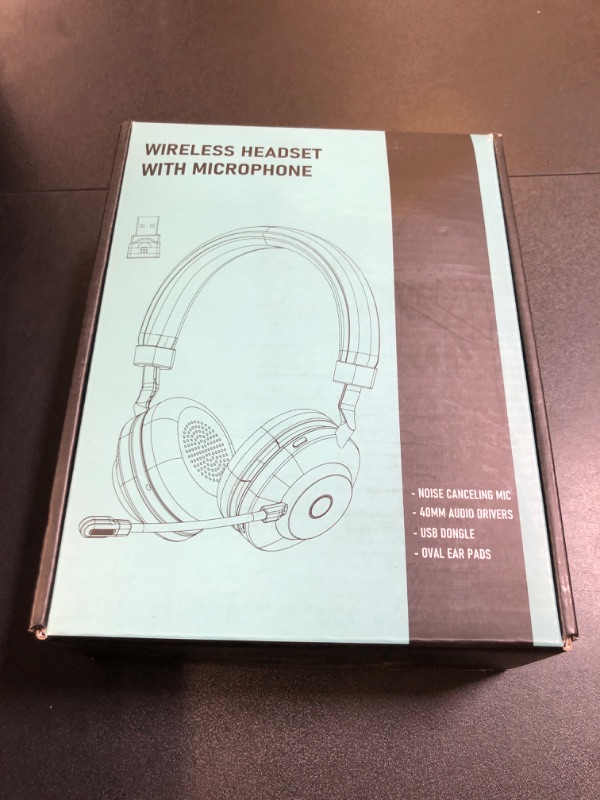 Photo 3 of Wireless Headset, Bluetooth Headset with AI Noise Canceling Microphone & USB Dongle, 45 Hrs Working Time V5.3 Wireless Headphones with Mic Mute for Phone/Laptop/Computer/Remote Work/Teams/Zoom