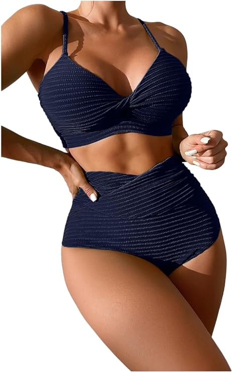 Photo 1 of SOLY HUX Women's Two Piece Swimsuit Twist Front High Waisted Bikini Sets Bathing Suits
LARGE 