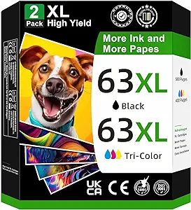 Photo 1 of 63XL Ink Cartridges Black and Color for HP 63XL Ink Cartridges Combo Pack Black and Color Replacement for HP Ink 63 Fit for Envy 4520 4512 4655 Officejet 3830 4650 Deskjet 3630 1110 Printer?(2 Pack)
