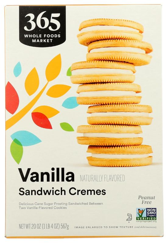 Photo 1 of 365 by Whole Foods Market, Vanilla Sandwich Creme Cookies, 20 Ounce Vanilla 1.25 Pound (Pack of 2) (BB 24JUN24)