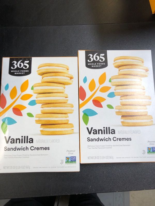 Photo 2 of 365 by Whole Foods Market, Vanilla Sandwich Creme Cookies, 20 Ounce Vanilla 1.25 Pound (Pack of 2) (BB 24JUN24)