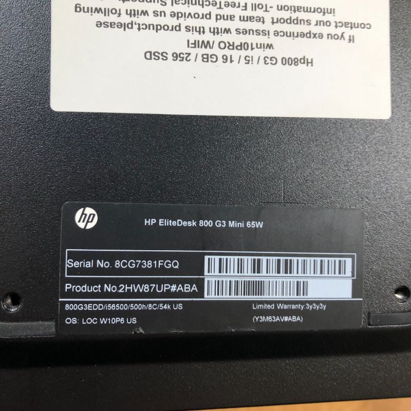 Photo 3 of HP EliteDesk 800 G3 Mini Business Desktop PC Intel Quad-Core i5-6500T up to 3.1G,16G DDR4,256G SSD,VGA,DP Port,Windows 10 Professional 64 Bit-Multi-Language-English/Spanish (Renewed)