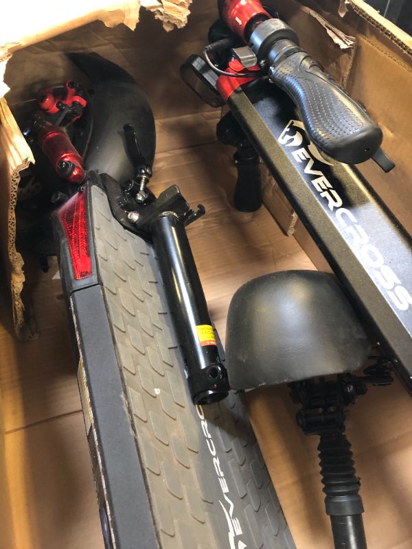 Photo 4 of EVERCROSS H5 Electric Scooter, Electric Scooter for Adults with 800W Motor, Up to 28MPH & 25 Miles-10'' Solid Tires, E-Scooter with Seat & Dual Braking H9?14AH?