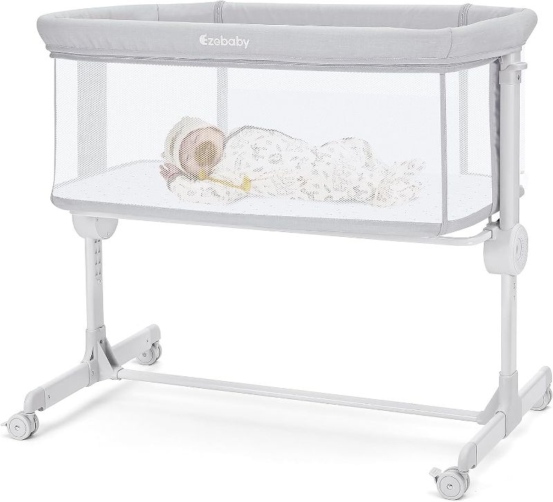 Photo 1 of Ezebaby Baby Bassinet, Bedside Bassinet for Baby, Portable Baby Bassinets Bedside Sleeper for Newborn Baby Infants with Adjustable 7 Heights and All Mesh Sides, Mattress & Sheet Included
