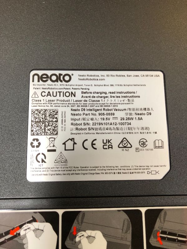 Photo 5 of Neato D9 Intelligent Robot Vacuum Cleaner–LaserSmart Nav, Smart Mapping, Cleaning Zones, WiFi Connected, 200-Min Runtime, Powerful Suction, Turbo Clean, Corners, Pet Hair, XXL Dustbin, Alexa. 945-0445