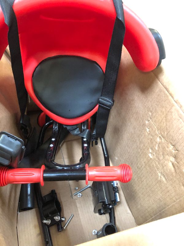 Photo 2 of YSONG Kids Bike Seat - Front Mount Baby Bike Seat for Adult Bike, Kid Bike Seat,Child Seat for Bike,Safe and Comfortable ?black+red