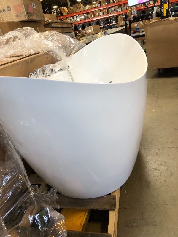 Photo 5 of **FINAL SALE; MOTOR BROKEN, FOR PARTS ONLY** Empava 59-Inch Freestanding Whirlpool Bathtub with Hydromassage Adjustable Water Jets Luxury Acrylic Massage SPA Soaking Bath Tub Double Ended, White EMPV-59AIS11