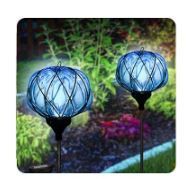 Photo 1 of 2 Pack Solar Garden Lights Outdoor,Big Torch Crackle Glass Globe Stake Metal Lights Waterproof Garden Decor Light for Yard,Mom Gifts Housewarming Gift