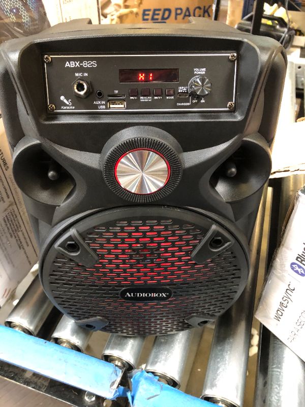 Photo 2 of AUDIOBOX ABX-82S Portable 8" PA Speaker with Stand, WaveSync™ Technology, Bluetooth, LED Lights, 1100W - Includes Microphone & USB Cable