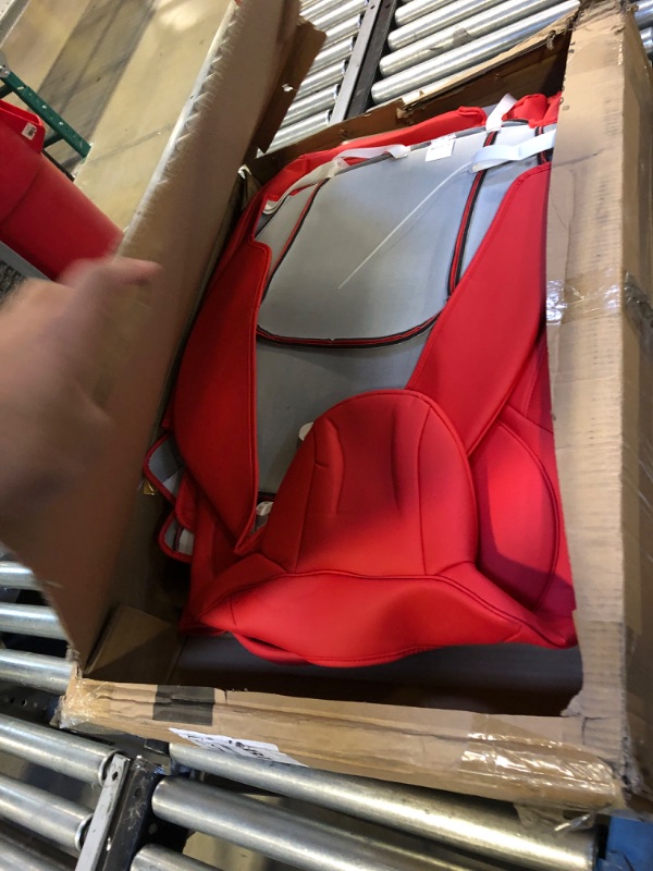 Photo 2 of Maysoo Tesla Model Y Red Seat Covers Nappa Leather Car Seat Covers, for Tesla Model Y 2023 2022 2021 2020 5 Seat Car Seat Cover Car Interior Cover All Weather Protection(Red-Nappa,Model Y(Full Set)) red nappa model Y(full set)