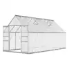 Photo 1 of 8 ft. W x 16 ft. D x 8 ft. H Walk-in Polycarbonate GREENHOUSE in White with Roof Vent, Sliding Doors for Garden Backyard
