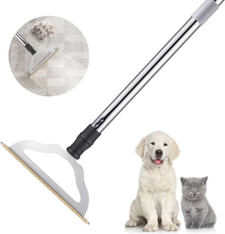 Photo 1 of Pet Hair Remover Bundle, Reusable Carpet Rake with Telescopic Handle for Dog Hair Remover, Easy Cat Hair Remover & Durable Carpet Scraper Pet Hair Removal Broom for Couch Rugs