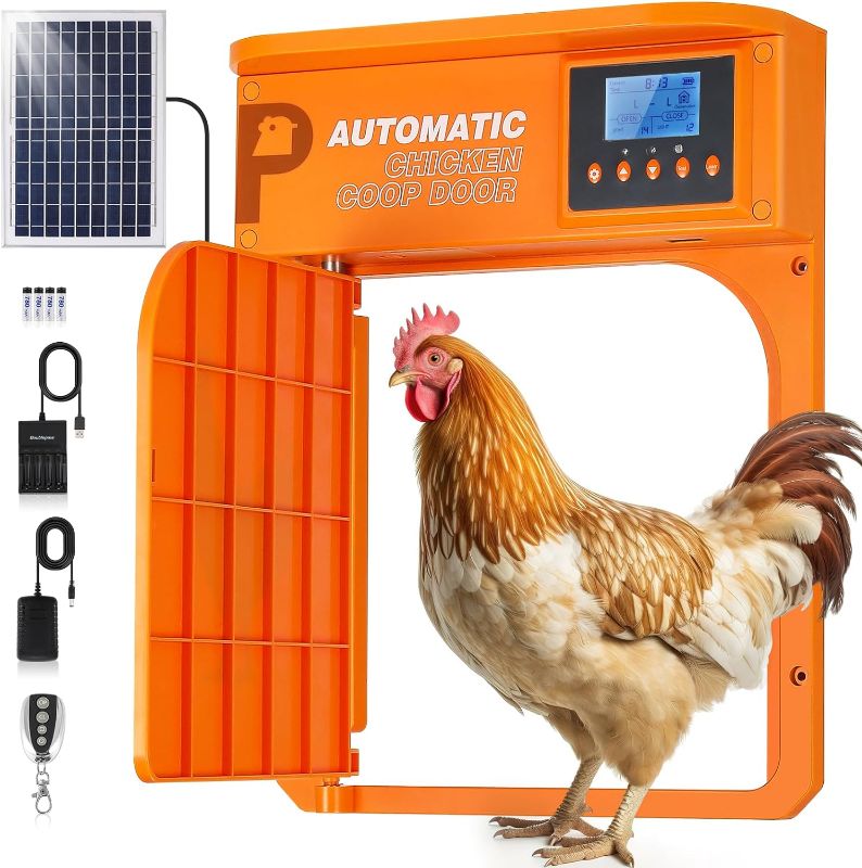 Photo 1 of Upgrade Door Opening, Automatic Chicken Coop Door, Solar Powered Chicken Coop Door, Light Sensor&Timer, Remote Control, Multiple Power Options with Solar Panel
