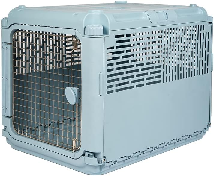 Photo 1 of SPORT PET Plastic Kennels Rolling Plastic Wire Door Travel Dog Crate, Collabsible Kennel, 22.1" L x 23.3" W x 30.6" H
