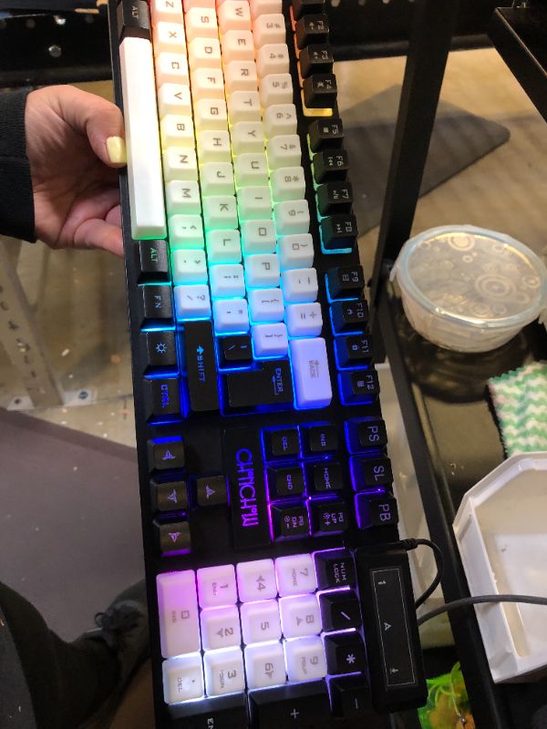 Photo 2 of CHONCHOW USB Wired Keyboad and Mouse Combo, Full Size Rainbow LED Light Up Backlit Color Gamer Keyboard and Mouse Set