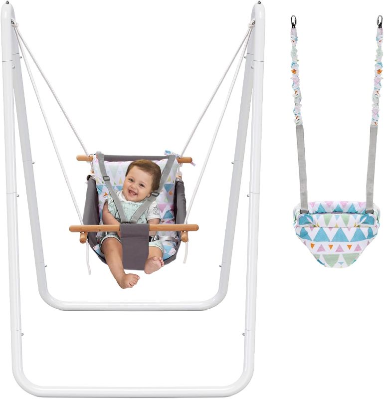 Photo 1 of Upgraded 2 in 1 Baby Jumper & Toddler Swing, Baby Hammock Swing with 5-Point Safety Belt, Baby Jumper for Outdoor and Indoor Use, Save Space Baby Swing with Stand
