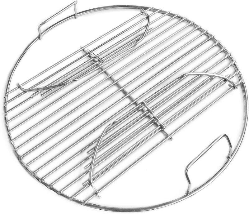 Photo 1 of 201 Stainless Steel Charcoal Grill Cooking Replacement Grate (ACTUAL DIAMETER 13.72 INCHES) With handles and hinges - Compatible with Weber 14" Smokey Joe
