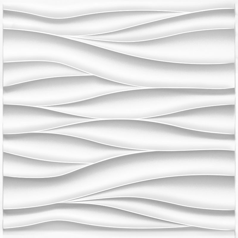 Photo 1 of STICKGOO Wave Wall Panels for Interior Wall Decor, White 3D Wall Panels Peel and Stick, Paintable 3D Wall Decor Covering Panels for Living Room Bedroom, Pack of 12 Tiles
