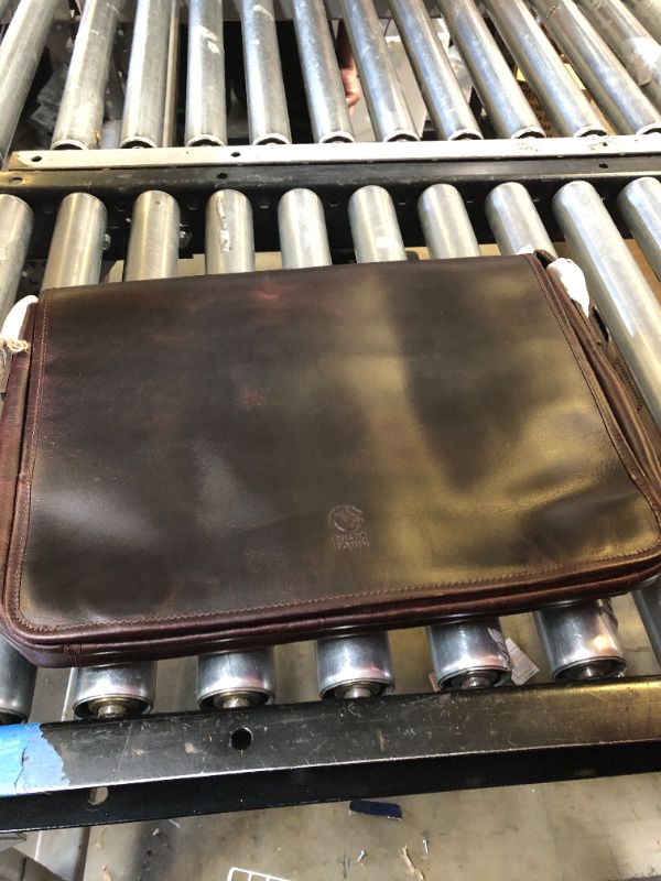Photo 2 of Leather Messenger Bag for Men 16" Full Grain Leather Laptop Bag Vintage Crossbody Office Satchel Travel Shoulder Bag

