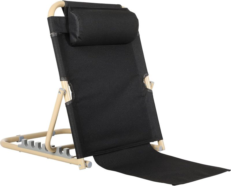 Photo 1 of Menkxi Lifting Bed Backrest Portable Folding Adjustable Sit up Back Rest Multifunction Chair for Bed Change Angle of Backrest for Elderly Patients Back Neck Lumbar Support (Black,23.6 Inch)
