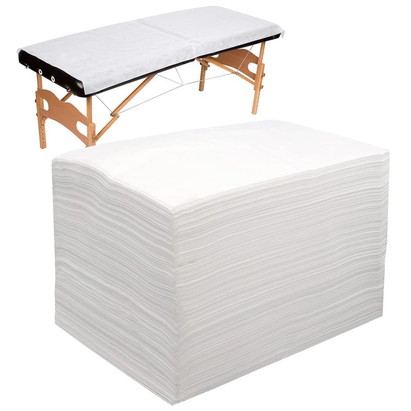 Photo 1 of 100PCS Disposable Massage Table Sheet, Waterproof Disposable Bed Sheets for Massage Table, Massage Bed Covers Disposable for Spa Lash Tattoo Salon, Non Woven Fabric, 71" x 31" White
