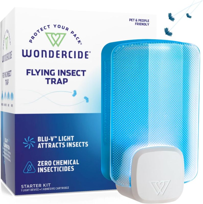 Photo 1 of 2 PACK--Wondercide - Flying Insect Trap - Indoor Bug Catcher for Fruit Flies, Gnats, Moths, and Mosquitoes - Starter Kit for Home and Kitchen - 1 Plug-in Light and 1 Cartridge
