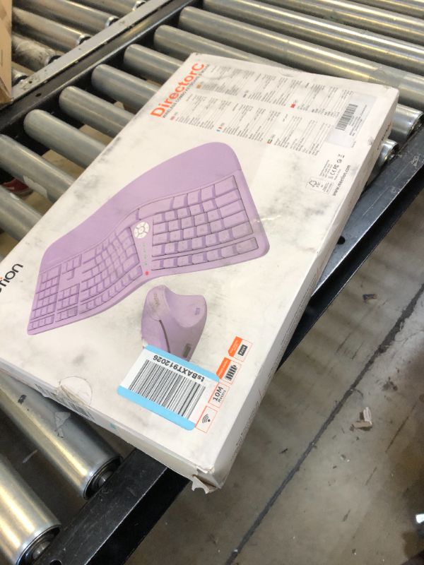Photo 3 of MEETION Ergonomic Wireless Keyboard and Mouse, Ergo Keyboard with Vertical Mouse, Split Keyboard Cushioned Wrist Palm Rest Natural Typing Rechargeable Full Size, Windows/Mac/Computer/Laptop,Purple
