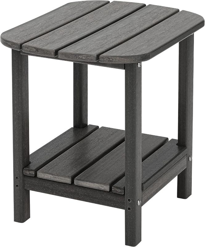 Photo 1 of LZRS Double Adirondack Side Table, Outdoor Side Tables, End Tables for Patio, Backyard,Pool, Indoor Companion, Easy Maintenance & Weather Resistant(Gray Mixture)
