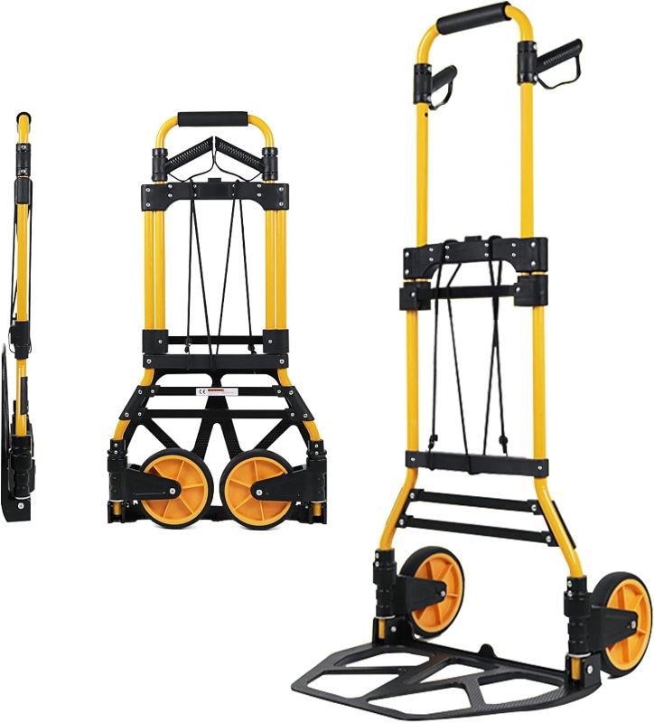 Photo 1 of Oyoest Folding Hand Truck and Dolly,440 Lbs Capacity Portable Aluminum Luggage Cart with Telescoping Handle and Rubber Wheels,Portable Dolly Cart for Luggage/Personal/Travel/Mobile/Office Use.
