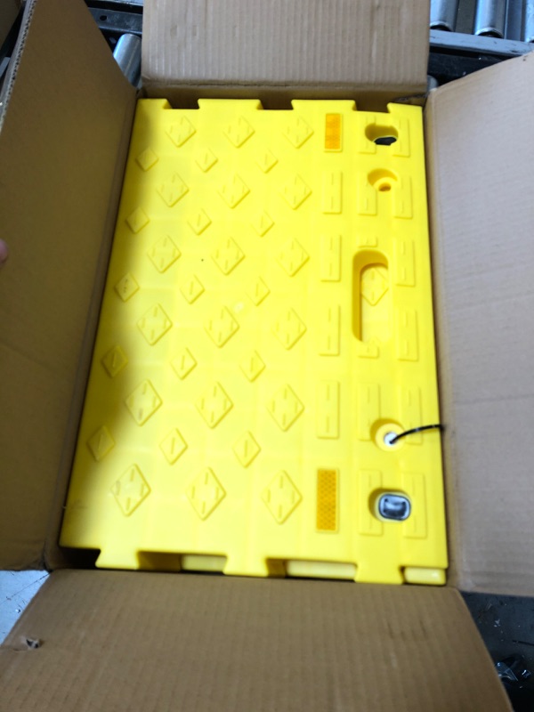 Photo 2 of MAXXHAUL 50707 Portable Interlocking Plastic Curb Threshold Ramps Set (Yellow) for Loading Dock, Driveway, Sidewalk for Scooter, Wheelchair, Car, Truck, Motorcycle, Dolly