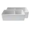 Photo 1 of Reversible Farmhouse Fireclay 33 in. Double Bowl Kitchen Sink in White
