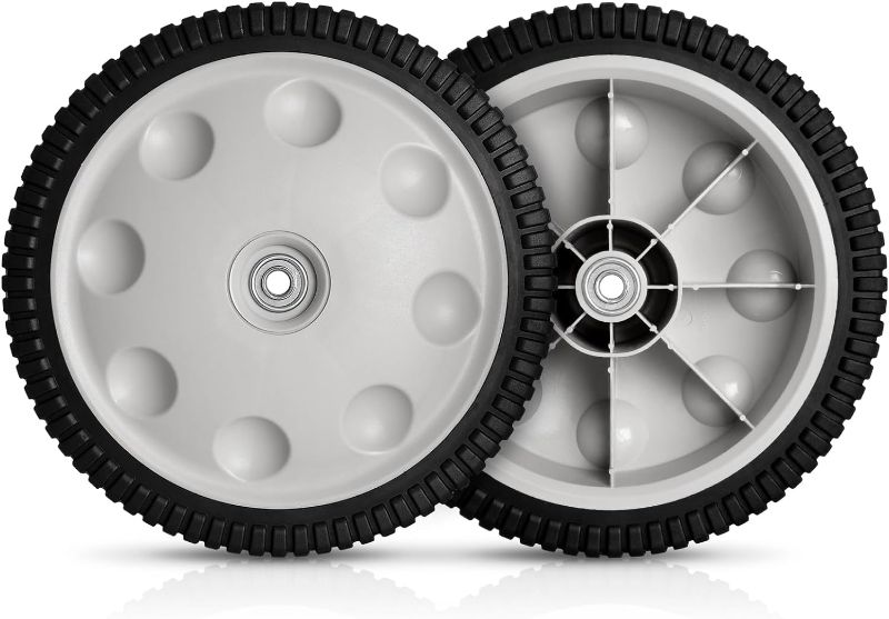 Photo 1 of 12 Inch Rear Wheel Replacement for MTD 734-04019 734-04127, S-Wave Wheel Tire Compatible with Most Troy Bilt Walk-Behind Push Lawn Mower, 2 Pack
