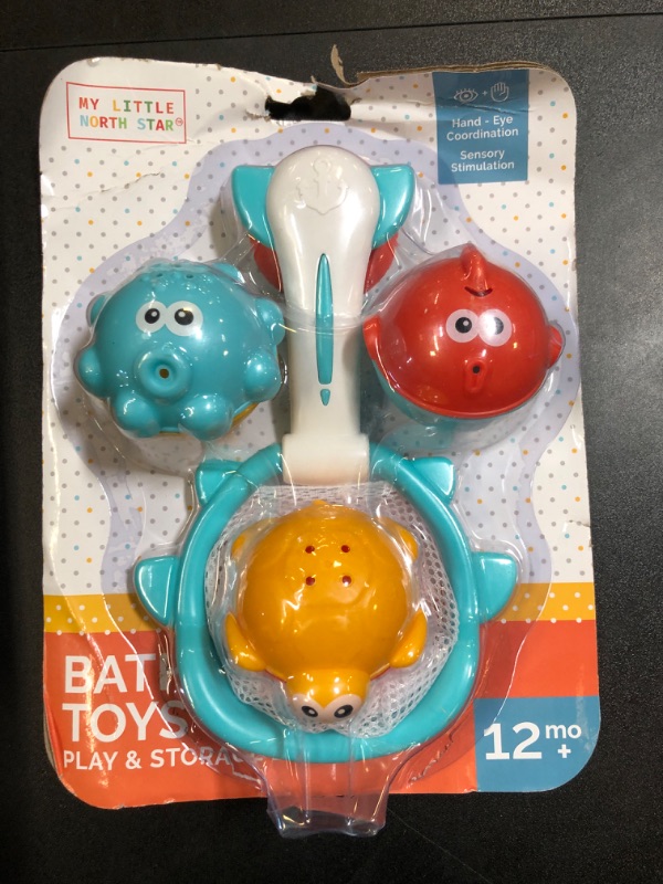 Photo 2 of Baby Bath Fishing Toy Set, 3 Pack Bath Sprinkler Toy with Fishing Net - Turtle, Fish & Octopus Bath Toys for Baby Toddlers Infants, 18 Months+ - Ideal Christmas, Birthday Gift Toddler Bathtub Pool Toy