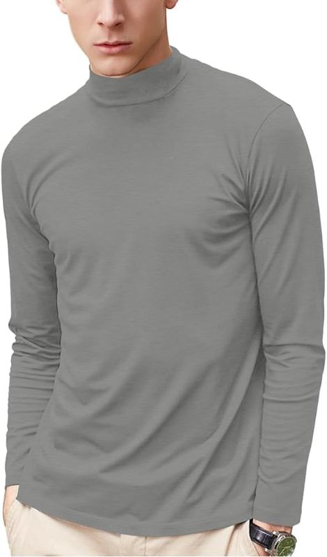 Photo 1 of Lexiart Mens Fashion Mock Turtleneck T-Shirts Long Sleeve Slim Fit Basic Tops Lightweight Pullover Sweater XXL