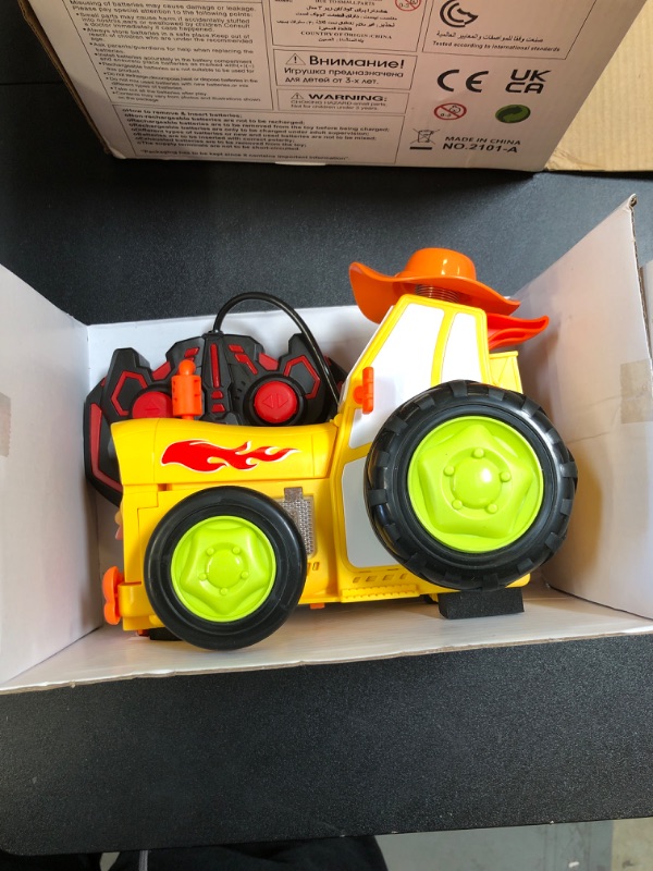 Photo 2 of Crazy Jumping Car Toy, 2023 New Remote Control Car with Headlights and Music, Fast Stunt RC Car, Double Sided RC Trucks, RC Crawler Toy Cars for Kids Gift for Boys Girls (Yellow)
