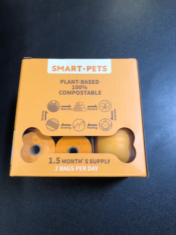 Photo 2 of 100% Certified Home Compostable Dog Poop Bags - EN 13432 Compliant Dog Waste Bags -105 Bags- 7 x Rolls of Plant Based Compostable Poop Bags -Includes A Dispenser-Thick Doggie Poop Bags?Orange?