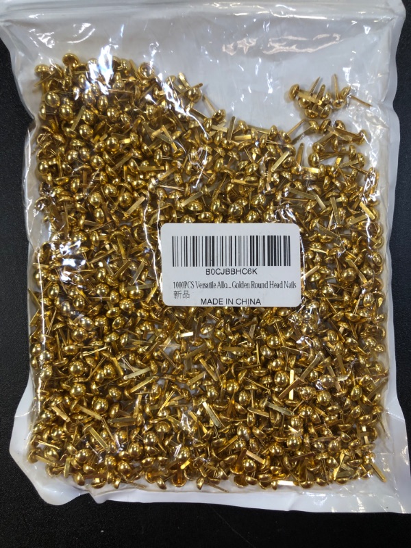 Photo 2 of 1000PCS Versatile 1/4IN / 6mm Alloy Round Bipod Nails in Elegant Gold Finish, Functional and Stylish Round-Headed Alloy Nails in Gold, Enhance Your Home Decor with Golden Round Head Nails