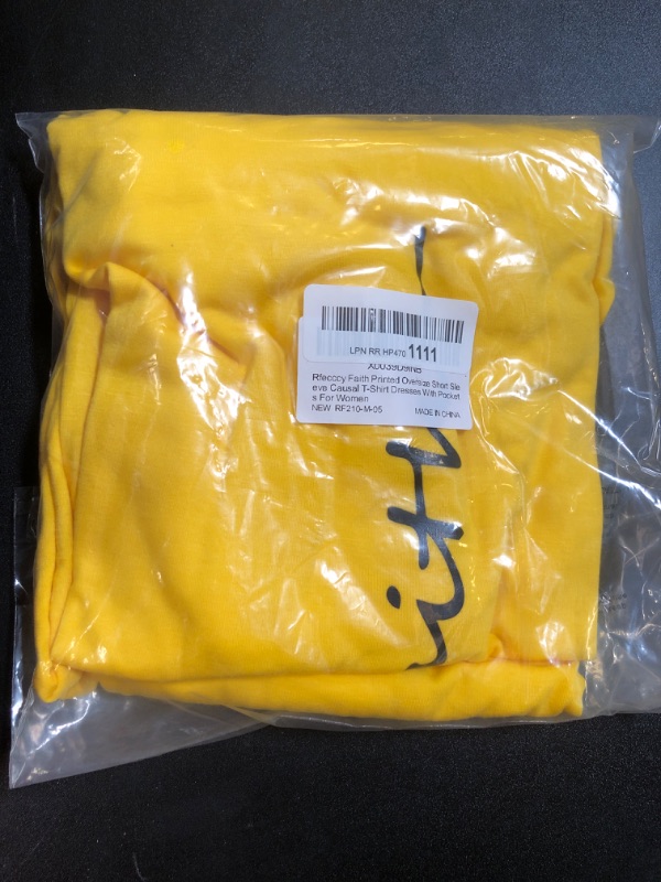 Photo 1 of Faith Printed Oversize Short Sleeve Causal T-Shirt Dresses with Pockets for Women Medium Yellow-11